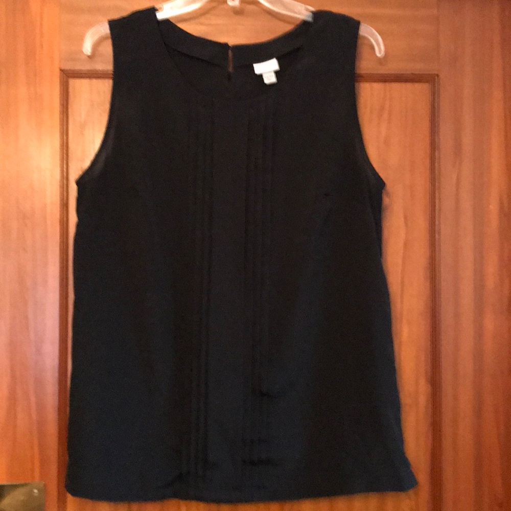 Merona, Blouse, CrewNeck, Slvless; Black, Pleated
